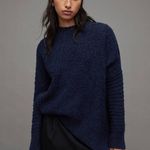 All Saints Selena Mixed Stitch Asymmetric Sweater Midnight Blue Size S New w/Tag Photo 3