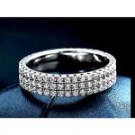 Boutique NEW 14k Gold Plated S925 Triple Row Eternity Round Diamond Wedding Ring, Size 7 Photo 3