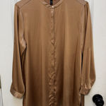 Eileen Fisher  Shirt Silk Spandex Button Up Long Sleeve Top Women’s S/P Brown Photo 0