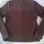 Jones New York  Womens M Sweater Jacket Faux Suede Knit Sleeves Brown Full Zip Photo 6