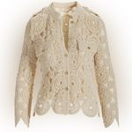 Boston Proper Crochet Three Quarter Sleeve Jacket Cream Medium Boho Cottagecore Photo 12