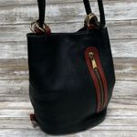 VTG Leather Bucket Purse Pattie Jarrell Black Convertible Sling Western 90s Boho Photo 3