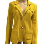525 America  Mustard Yellow Knit 2 Button Blazer Jacket with Pockets Womens Large Photo 0