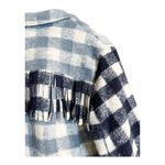 Cinq à Sept CINQ a SEPT Alix Coat Jacket Plaid Shacket Fringe Trim Steel Blue Multi SM NWT Photo 8