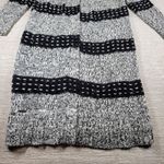 Vince Camuto Two by Chunky Knit Long Cardigan Sweater Black White Wool Blend L Photo 1