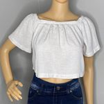 Urban Renewal Heathered White Cropped On or Off Shoulder Top Size Medium Photo 0