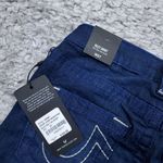 True Religion Riley Big T Raw Hem Mid Rise Bermuda Jean Shorts Dark Wash Size 27 Photo 3