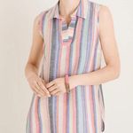 Chico's No-Iron Linen Striped Sleeveless Tunic Top Classic Stripe womens 4 XXL 20 Photo 1