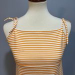 ZARA Yellow and White Striped Mini Dress tie shoulder spaghetti strap, size S Photo 1