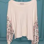 Wildfox Cream and Pink Relaxed Sweatshirt with unique floral sleeves Photo 0