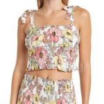 AFRM Revolve Floral Smocked Tie Strap Crop Top XL Photo 0