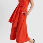 Proenza Schouler Poplin Apron Midi-Dress Size 12 Red Orange Photo 2