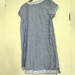 J. McLaughlin Rhett Blue Gingham Dress Size L – Embroidered Cotton Summer Tunic Photo 4