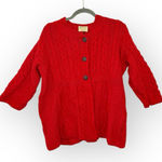 Vintage Kilronan Knitwear Red Aran Wool Cardigan Chunky Cableknit Cottagecore L Size L Photo 0