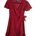 Rellipop Polka Dot Wrap Dress Flowy Ruffle Trim Red and White Small Size undefined Photo 0