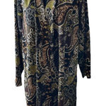Susan Graver  Size 2XP Knit Open Cardigan Brown Green Paisley Floral Resort‎ Photo 0