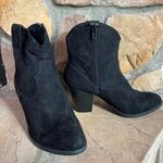 Esprit Size 6, womens ankle boots, booties, western, block heel, zipper, black, suede Photo 0