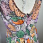 Entro Dress Women S Purple Orange Floral One Shoulder 100% Cotton Tradwife Prep Photo 5