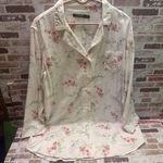 Ralph Lauren Floral Button Down sleep Shirt - White and Pink size XL Photo 0