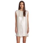 Rebecca Minkoff  • Lars Silk Sleeveless Metallic Stripe Shift Dress Size S Photo 2