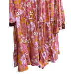 HYFVE  Floral Print Romper‎ Women's Medium Pink Yellow White V Neck Tie Ruffle Photo 4