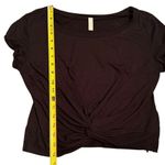 Free People  Movement Size M Run In The Sun Crop Tee Solid Black Frayed Hem‎ Yoga Photo 7