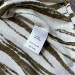 Garnet Hill silk & cotton olive green zebra artsy stripe boxy sweater women’s S Photo 4