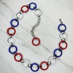Vintage Red White Blue Chain Link Belt Size S/M Patriotic Photo 0