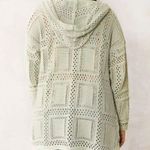 Willow & Root Crochet Hooded Cardigan in Seafoam, Large Green Photo 3