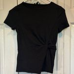 EXPRESS  Black Tie Front Fitted Short Sleeve Tee Photo 0