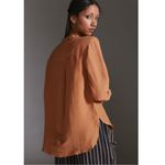 Anthropologie  Pilcro Ruffled Placket Shirt Tan Terracotta Womens Button Down L Photo 1