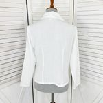 AKS Amy K Su Tencel Shirt Sheer Crop Button Front Pintuck Check White Small Photo 3