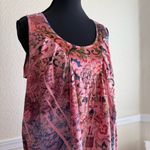 One World Boho Floral Pink Tank Top Resort Cruise Vacation Sleeveless Chic Flowy Medium Photo 2
