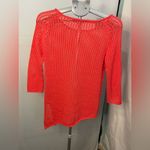 Jeanne pierre  coral open knit crochet sweater size small‎ Photo 5