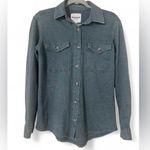 Wallflower Women’s Taylor Essential French Terry Shirt Jacket (Shacket) Medium Green Photo 0