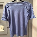 Caslon Eyelet Sleeve T-Shirt. Blue. Size XS. Photo 1