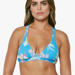 Jessica Simpson Women's Bright Blue Cross Back Floral Bikini Top Sz Sm Photo 0