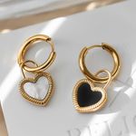 Reversible Heart Necklace & Earrings Set Gold Photo 2