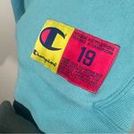 Champion Reverse Weave Logo Crewneck Sweatshirt Blue Pink Large Photo 2