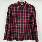 Duluth Trading Co Womens Plaid Flannel Shirt Long Sleeve Button Small Red Photo 0