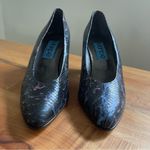 Maripé Vintage 80s Leather Snakeskin Maripe Heels Pumps Black Blue Purple 7.5 38.5 Photo 3