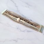 Cuff Bracelet Neutral Tones with Gold Tone & Faux Pearls Photo 7