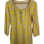 Lands' End  Womens Lemon Tunic‎ Top Medium Yellow Gingham Fruit Cottagecore Summer Photo 0
