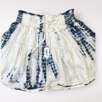 Surf Gypsy Blue White Metallic Tie Dye Tiered Ruffled Mini Skirt Size M Photo 5