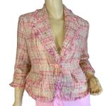 Chadwick's PINK & CREAM PETITE TWEED BLAZER W/FRINGE. ACCENTS (8P) Photo 0