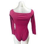 Sézane Sezane Women's Pink Long Sleeve Square Ribbed Knit One Piece Bodysuit Top Size S Photo 1
