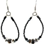 Fire polished black crystal earrings in Swarovski beaded teardrop loop dangle Photo 3