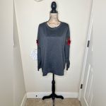 Very J NTM:  Thicker Charcoal Long Sleeve Top with 3D Rose Embroidery Sz XL Photo 1