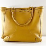 Cole Haan Pebbled Leather Lined Snap Tote Handbag Yellow Large Photo 4