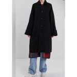 ANTHROPOLOGIE (GREY LAB LABEL) Black Plaid Patchwork Trench Coat Women size XL Photo 2